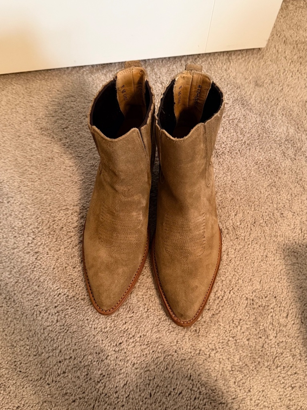 Tecovas Tan Ankle Boots, Latte Suede, sz 9 - Picture 9 of 9